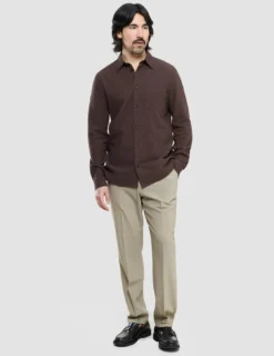 Seersucker Casual Shirt Dark Brown