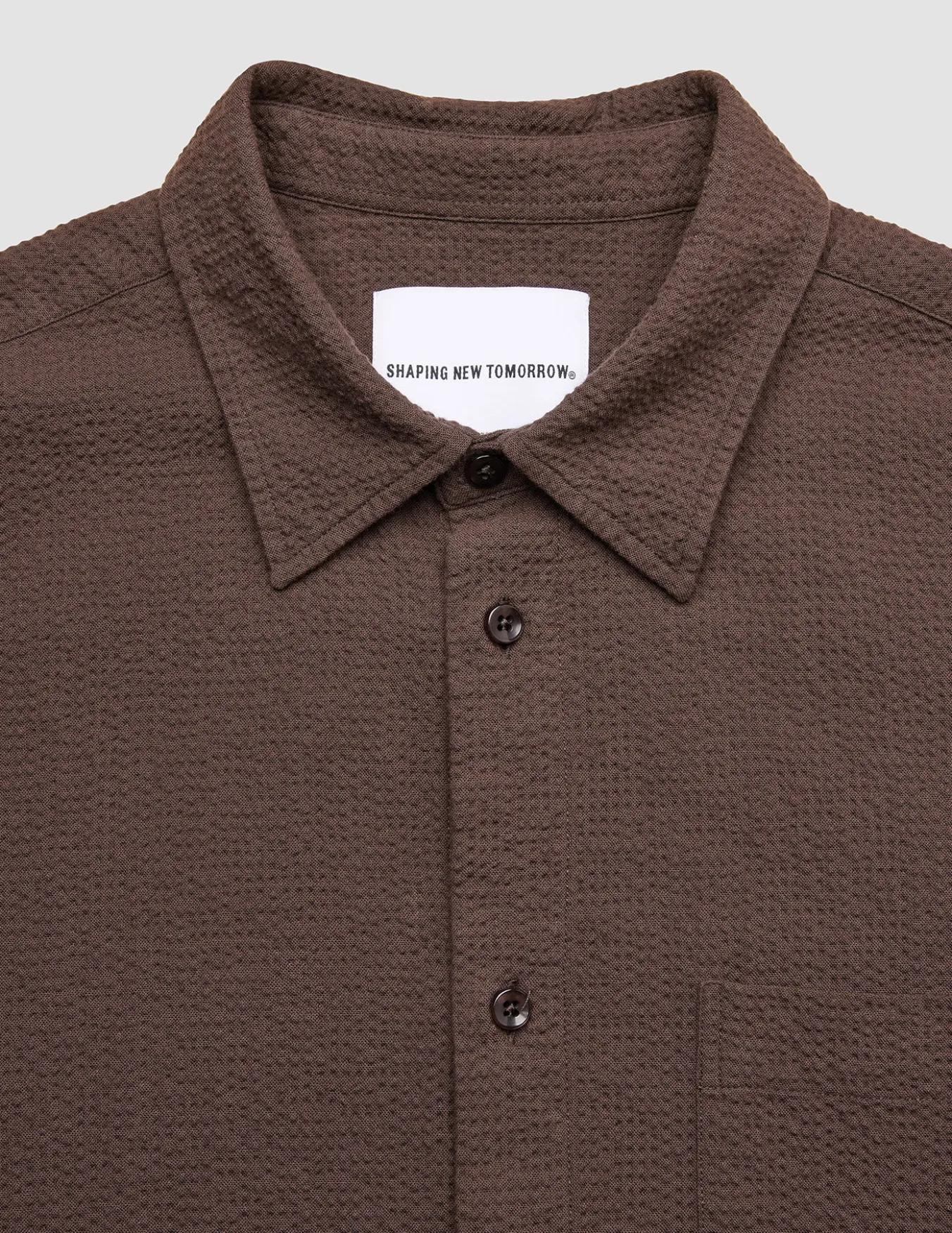 Seersucker Casual Shirt Dark Brown