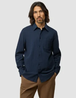 Seersucker Casual Shirt Dark Navy