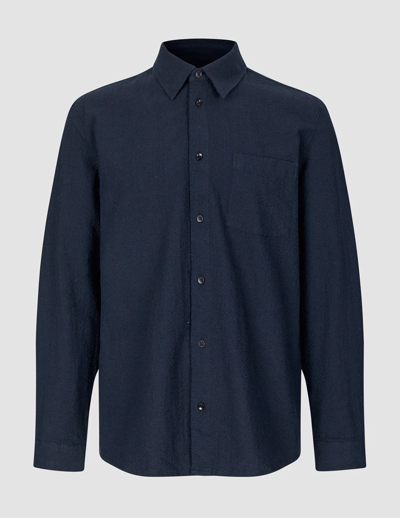 Seersucker Casual Shirt Dark Navy
