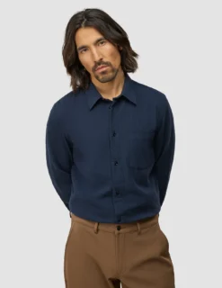 Seersucker Casual Shirt Dark Navy