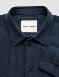 Seersucker Casual Shirt Dark Navy
