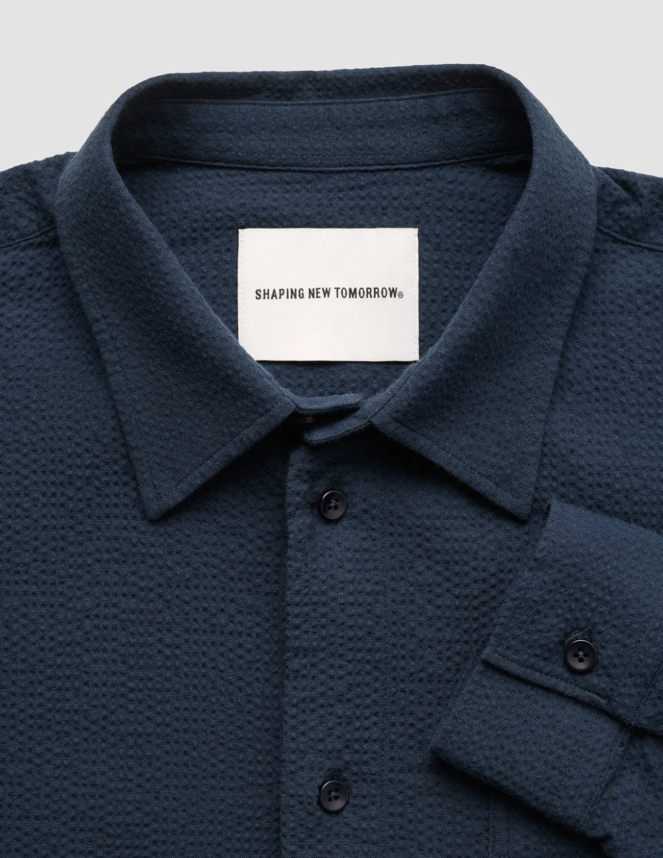 Seersucker Casual Shirt Dark Navy