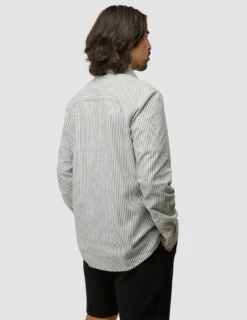 Seersucker Casual Shirt Green Stripes
