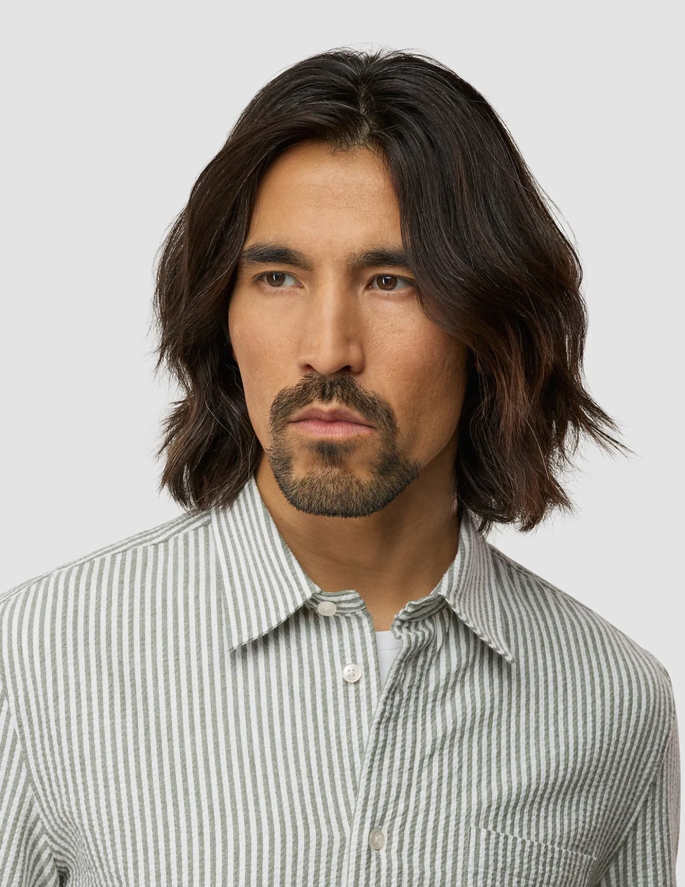 Seersucker Casual Shirt Green Stripes