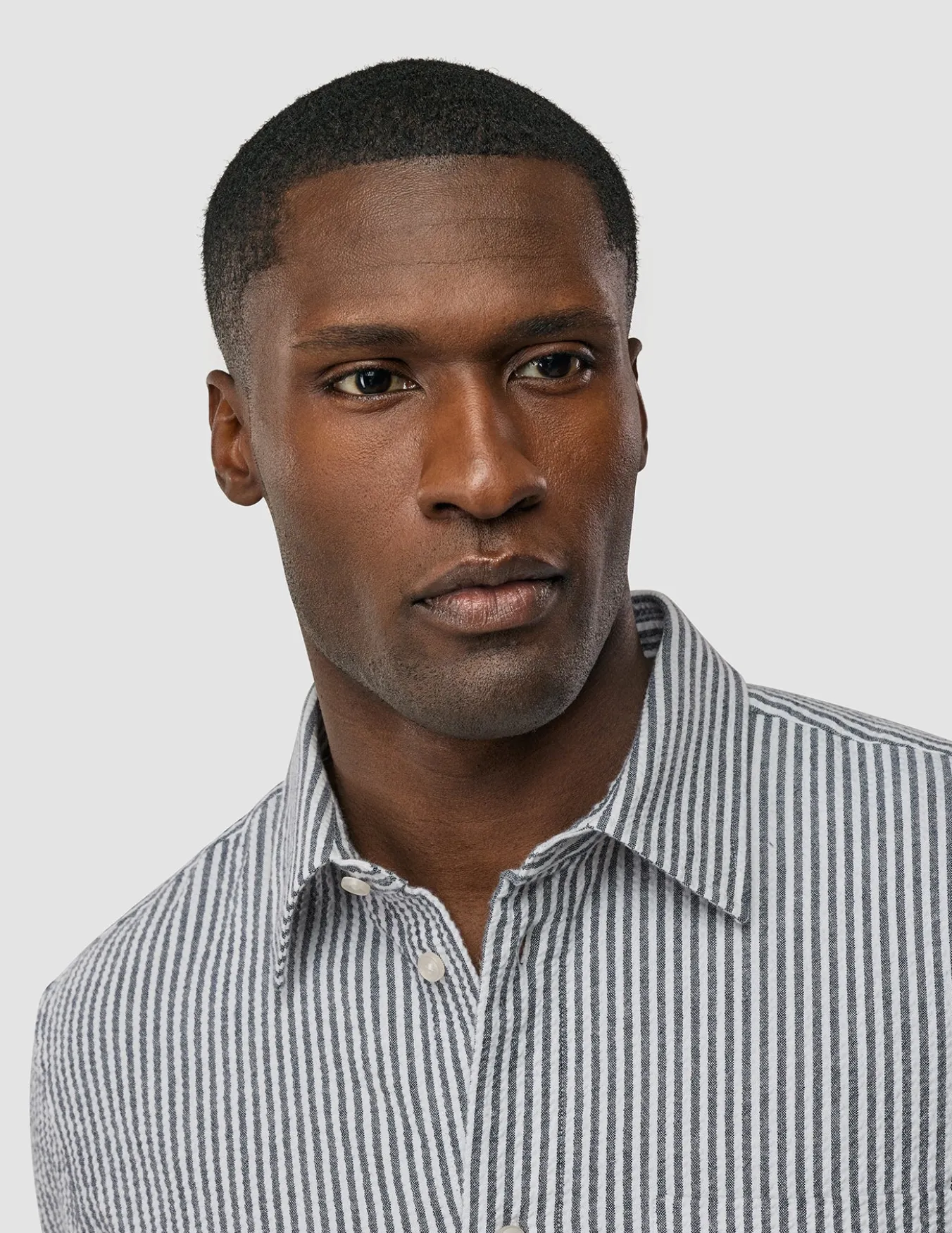 Seersucker Casual Shirt Navy Stripes