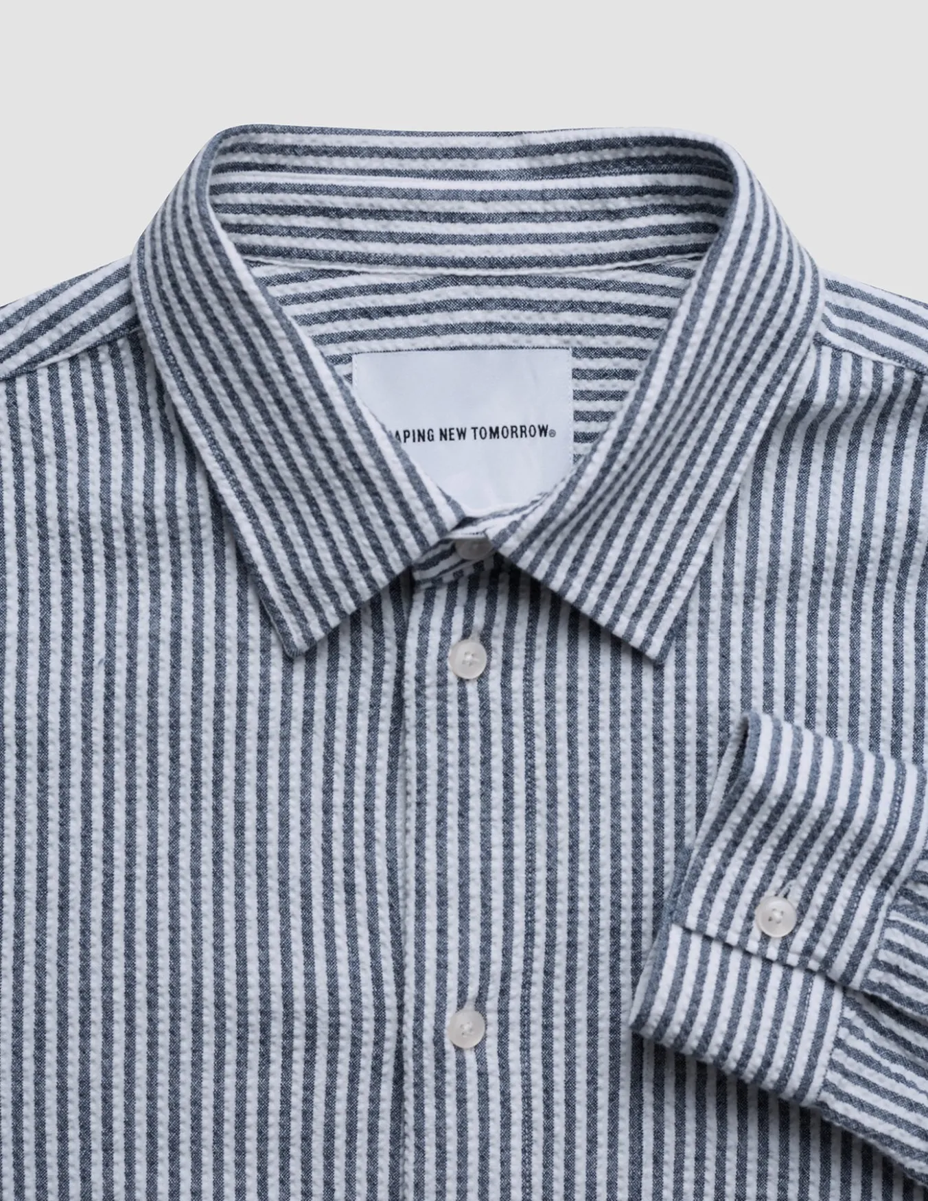 Seersucker Casual Shirt Navy Stripes
