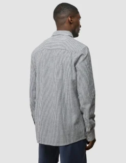 Seersucker Casual Shirt Navy Stripes