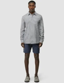 Seersucker Casual Shirt Navy Stripes