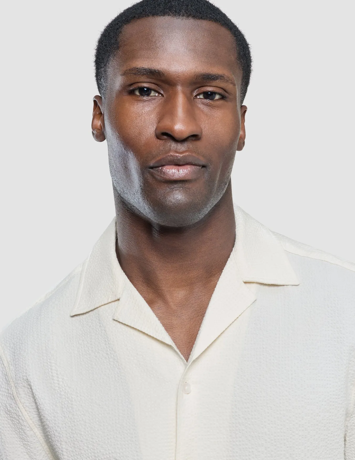 Seersucker Short Sleeve Shirt Off White
