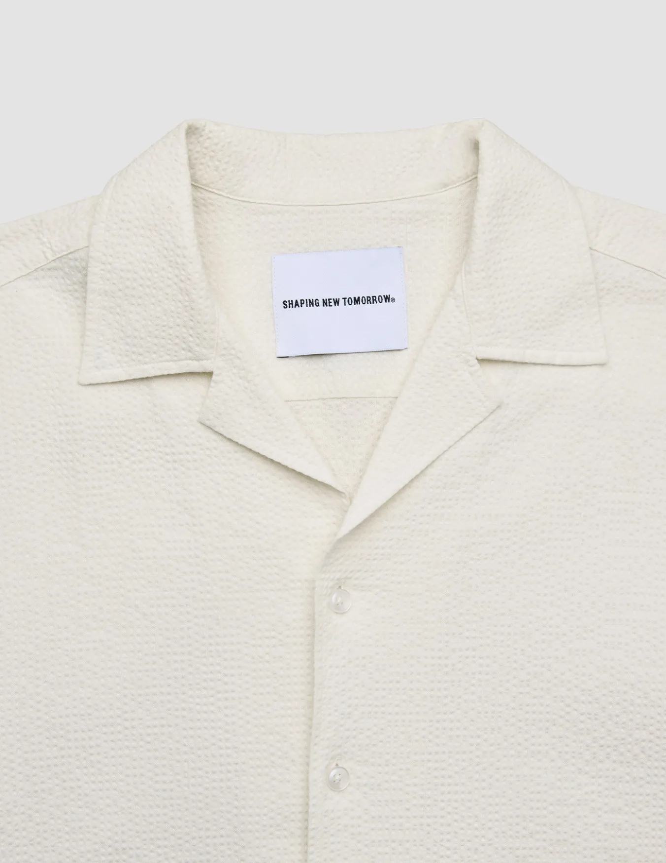 Seersucker Short Sleeve Shirt Off White