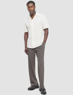 Seersucker Short Sleeve Shirt Off White