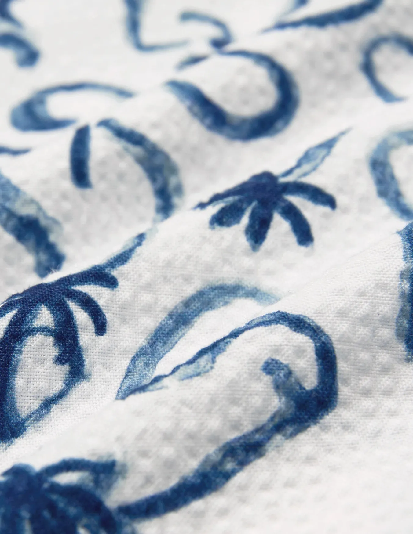 Seersucker Short Sleeve Shirt Navy Palms