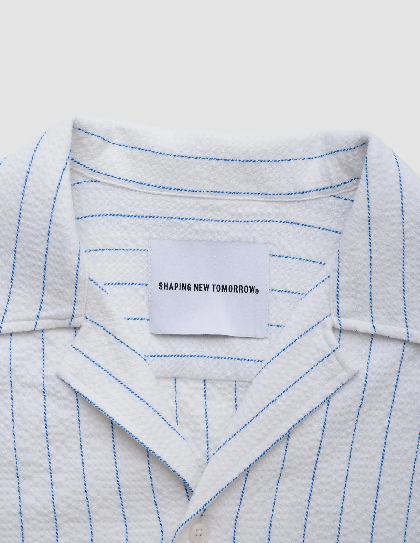 Seersucker Short Sleeve Shirt Blue Stripes