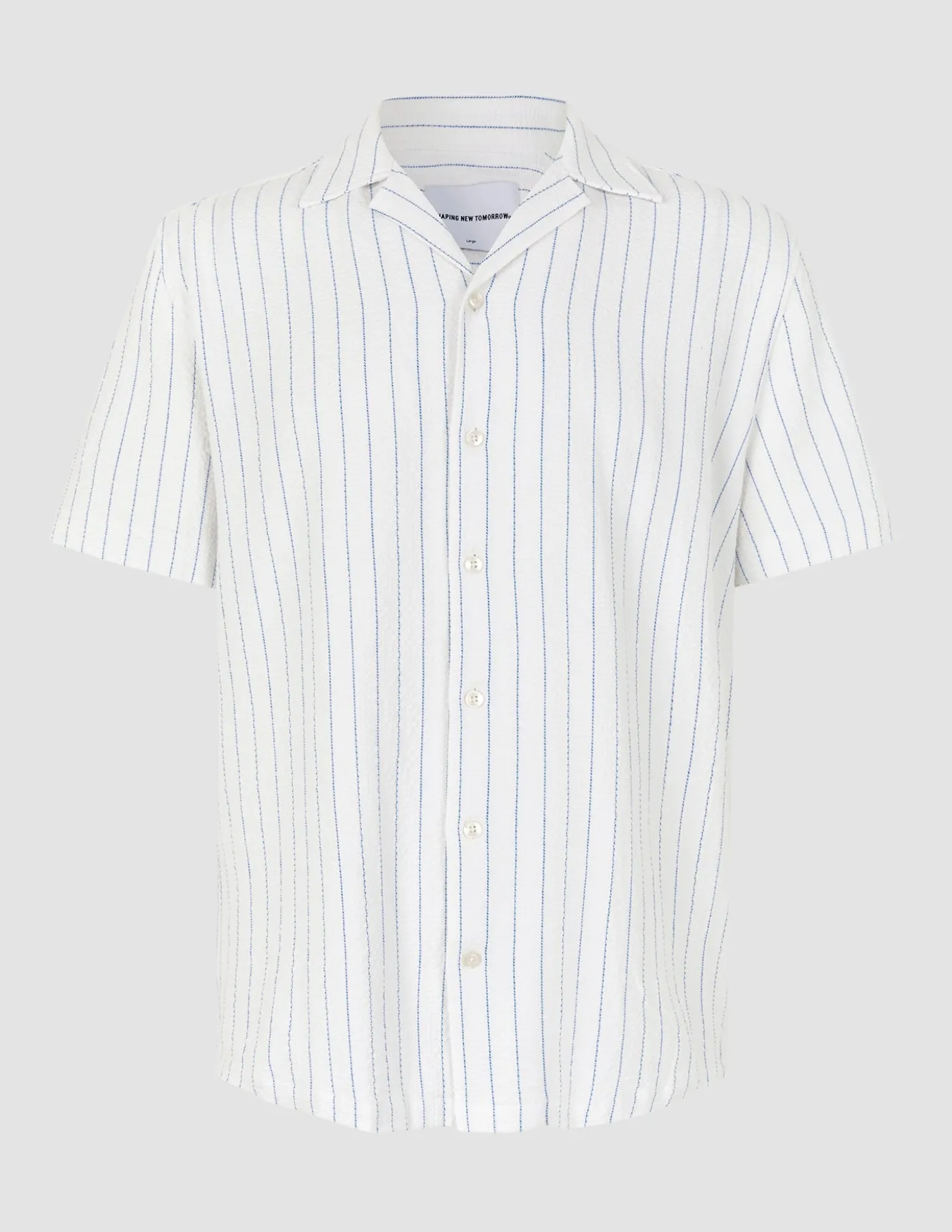 Seersucker Short Sleeve Shirt Blue Stripes