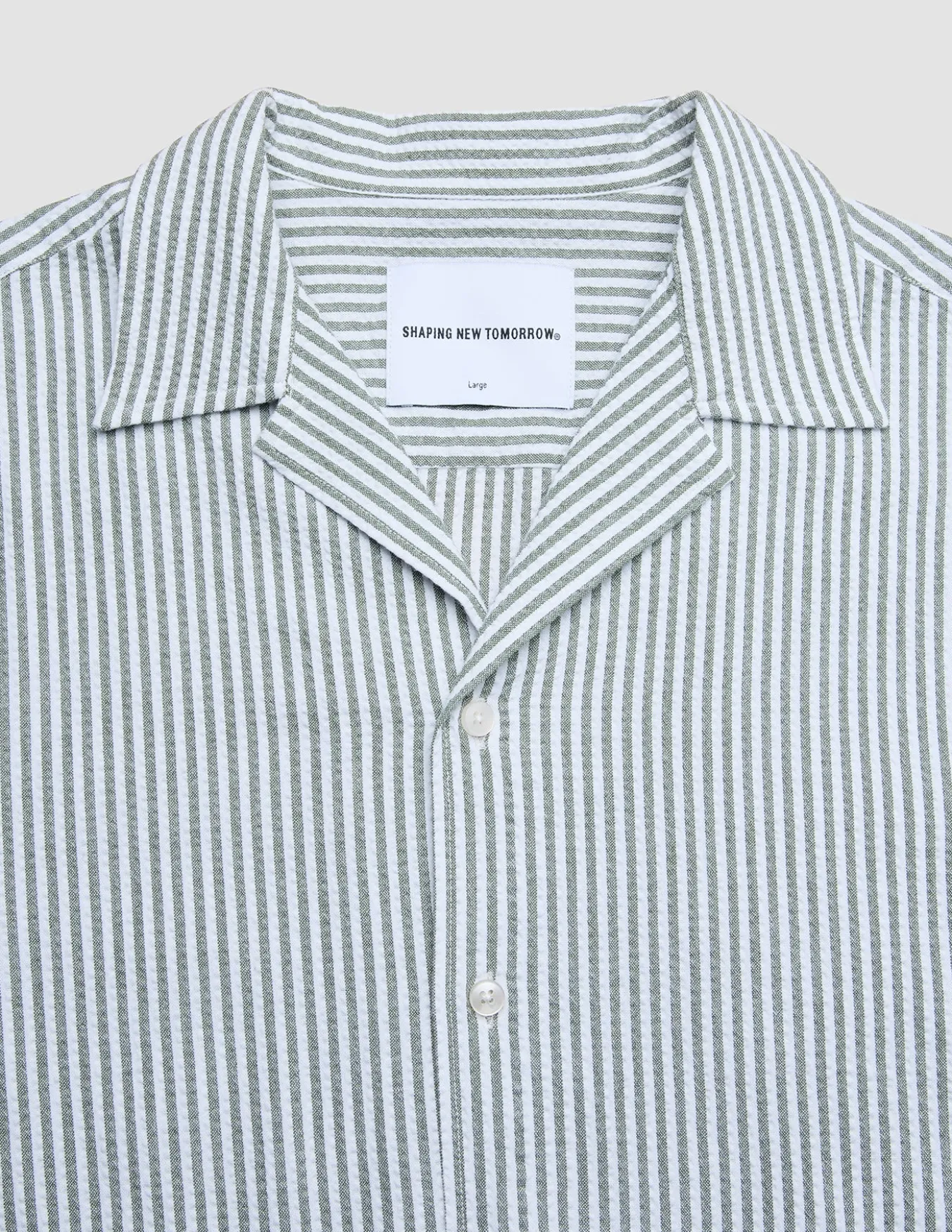 Seersucker Short Sleeve Shirt Green Stripes