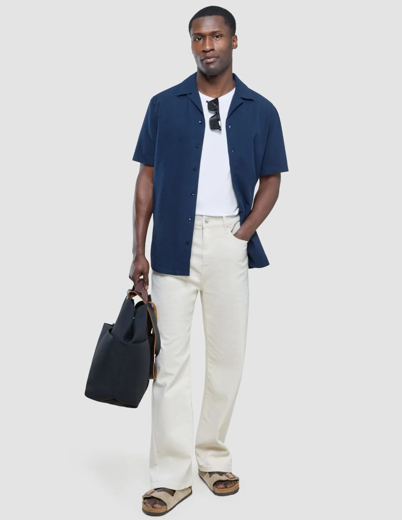 Seersucker Short Sleeve Shirt Dark Navy
