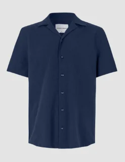 Seersucker Short Sleeve Shirt Dark Navy