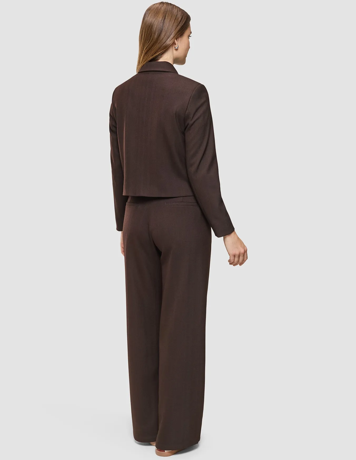 Serene Set Chocolate Herringbone Short Jacket Pants