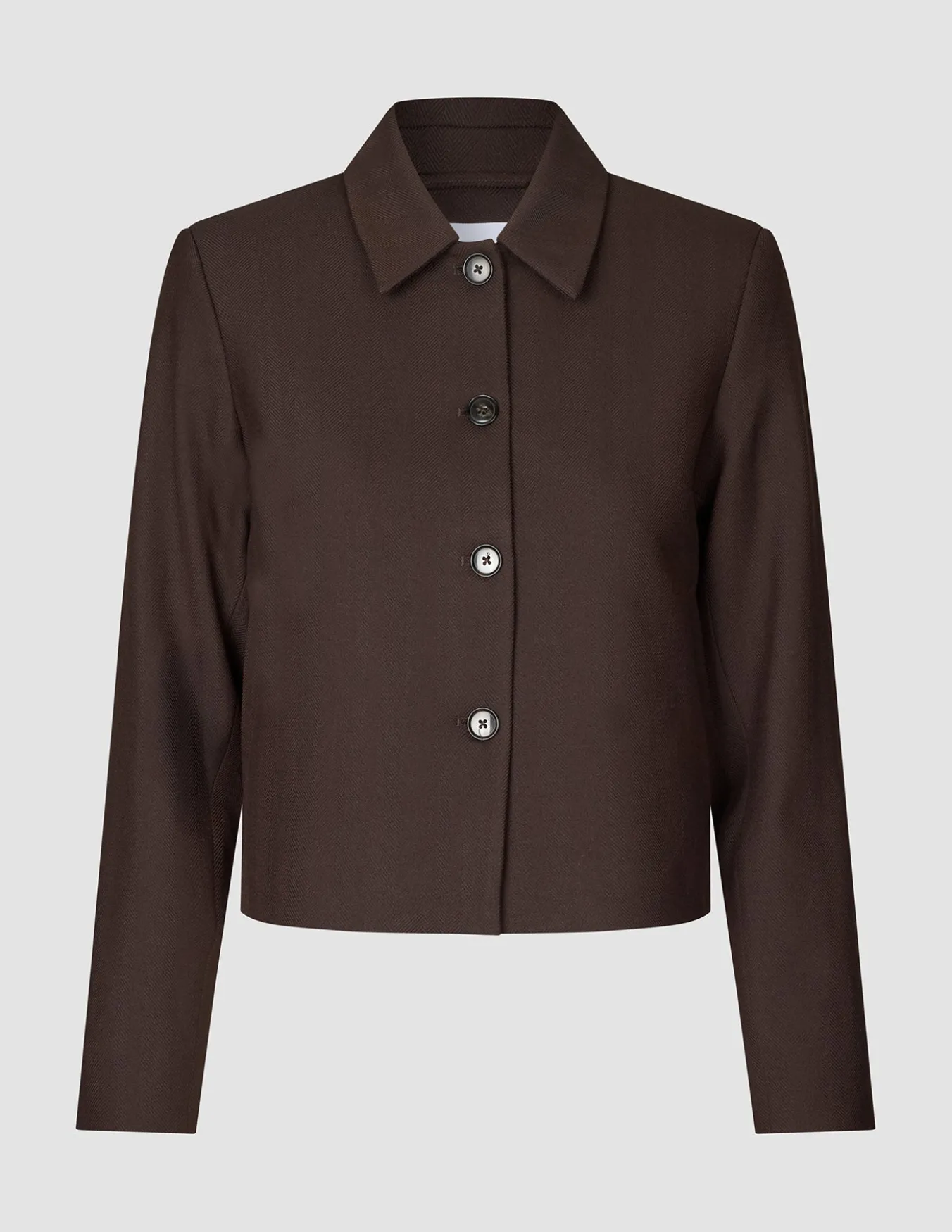Serene Set Chocolate Herringbone Short Jacket Pants