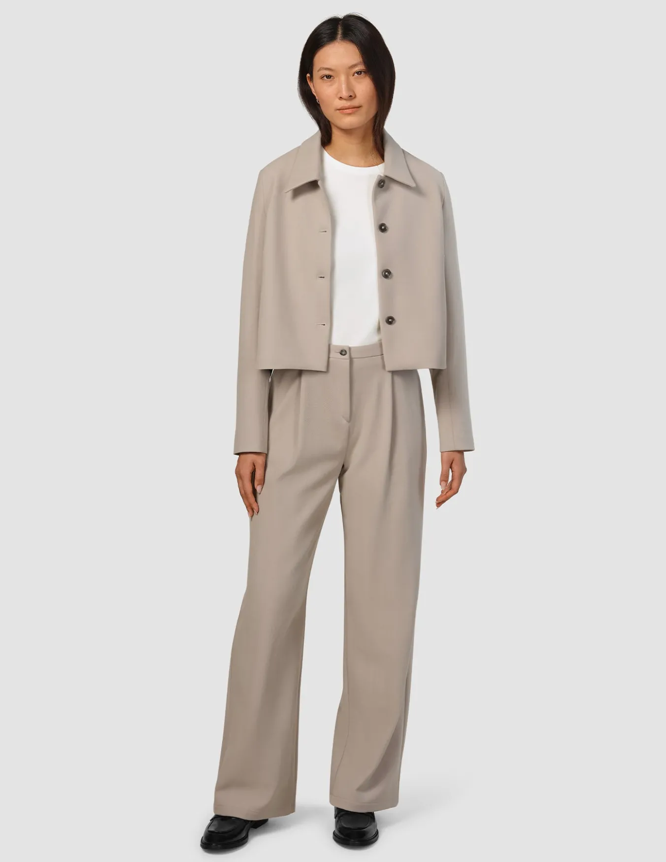 Serene Set Greige Wide Fit Pants & Short Jacket