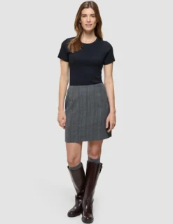 Serene Set Grey Herringbone Short Jacket Short Skirt