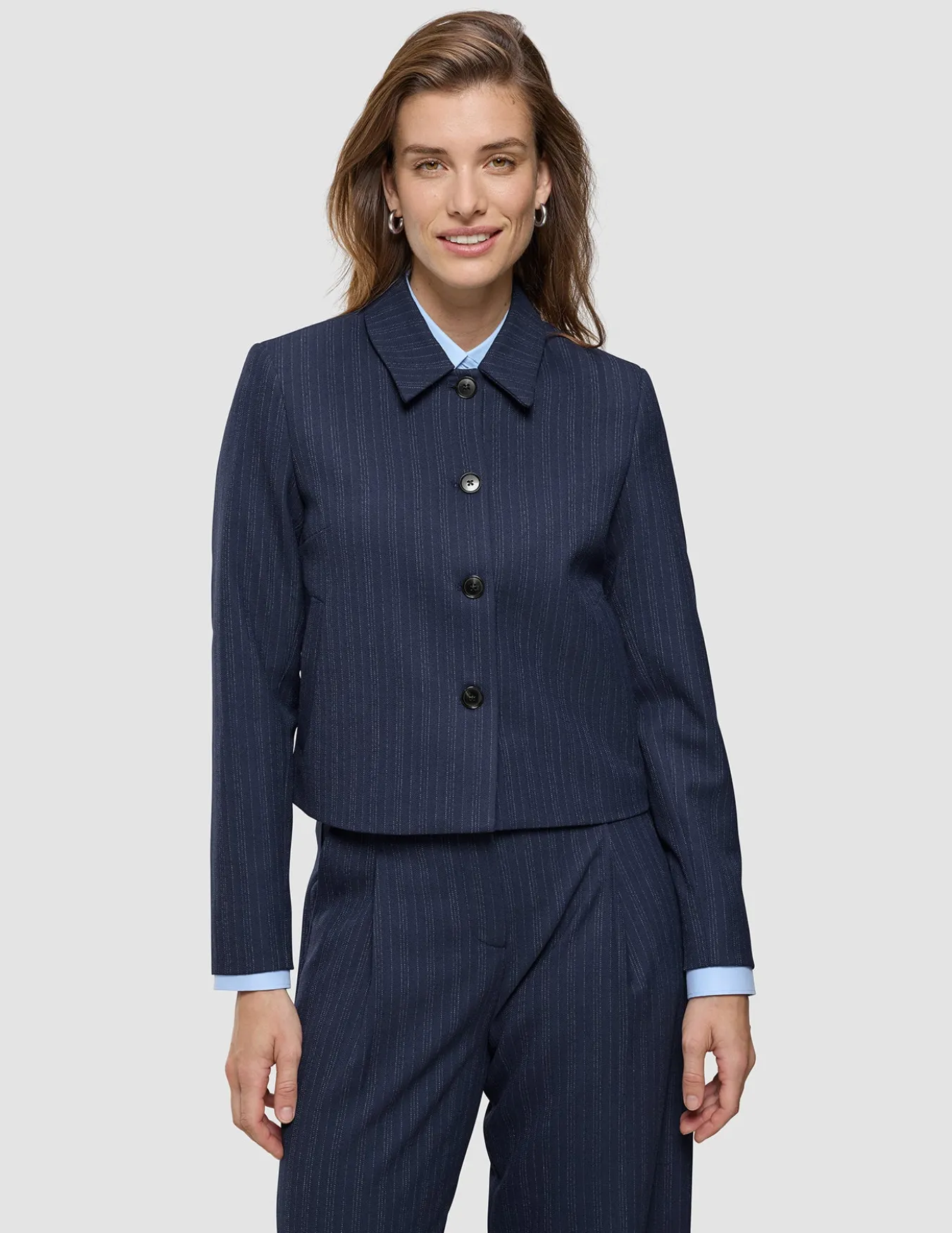 Serene Set Marine Pinstripe Short Jacket Pants