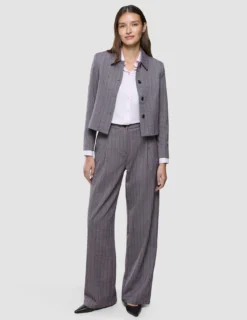 Serene Set Pink Winery Herringbone Short Jacket and Pants Wide
