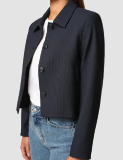 Serene Short Jacket Black Night Pinstripe
