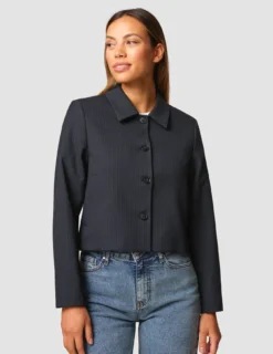 Serene Short Jacket Black Night Pinstripe