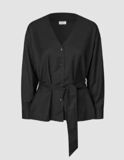 Skye Set Black Belted Overshirt Wide Pants