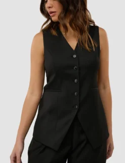 Skye Set Black Long Vest & Shorts