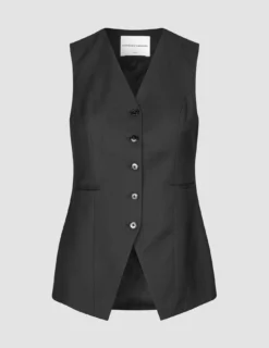 Skye Set Black Long Vest & Shorts