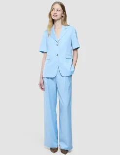 skye set blue haze short sleeved blazer wide pants