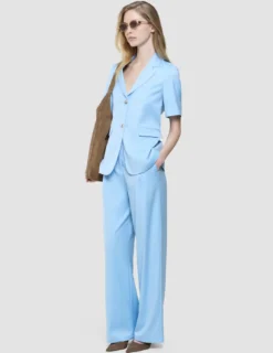 skye set blue haze short sleeved blazer wide pants