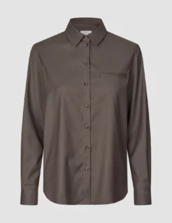 Skye Set Dark Chestnut Melange Shirt & Wide Pants