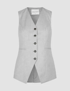 Skye Set Grey Pine Melange Long Vest & Shorts