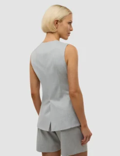 Skye Set Grey Pine Melange Long Vest & Shorts
