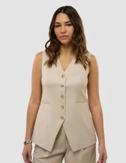 Skye Set Sandy Beige Melange Vest & Wide Pants