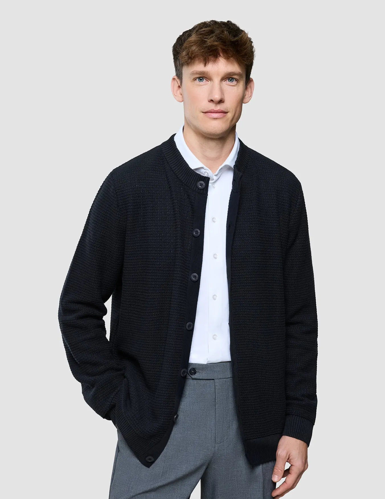 Structured Knit Cardigan Black