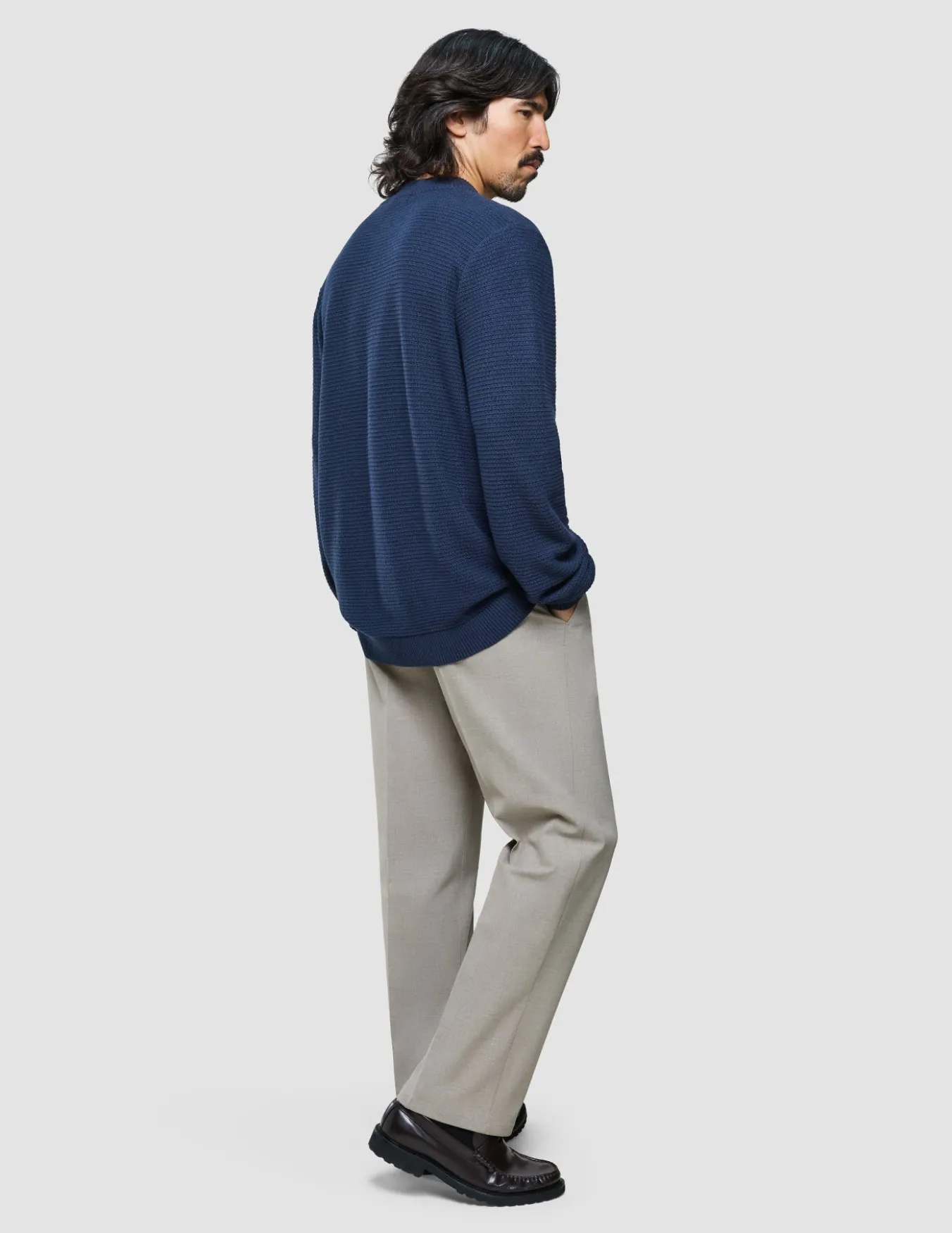 Structured Knit Cardigan Dark Navy