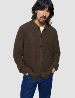 Structured Knit Cardigan Dark Brown