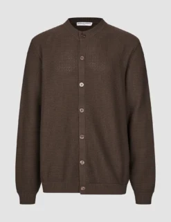 Structured Knit Cardigan Dark Brown