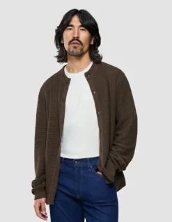 Structured Knit Cardigan Dark Brown