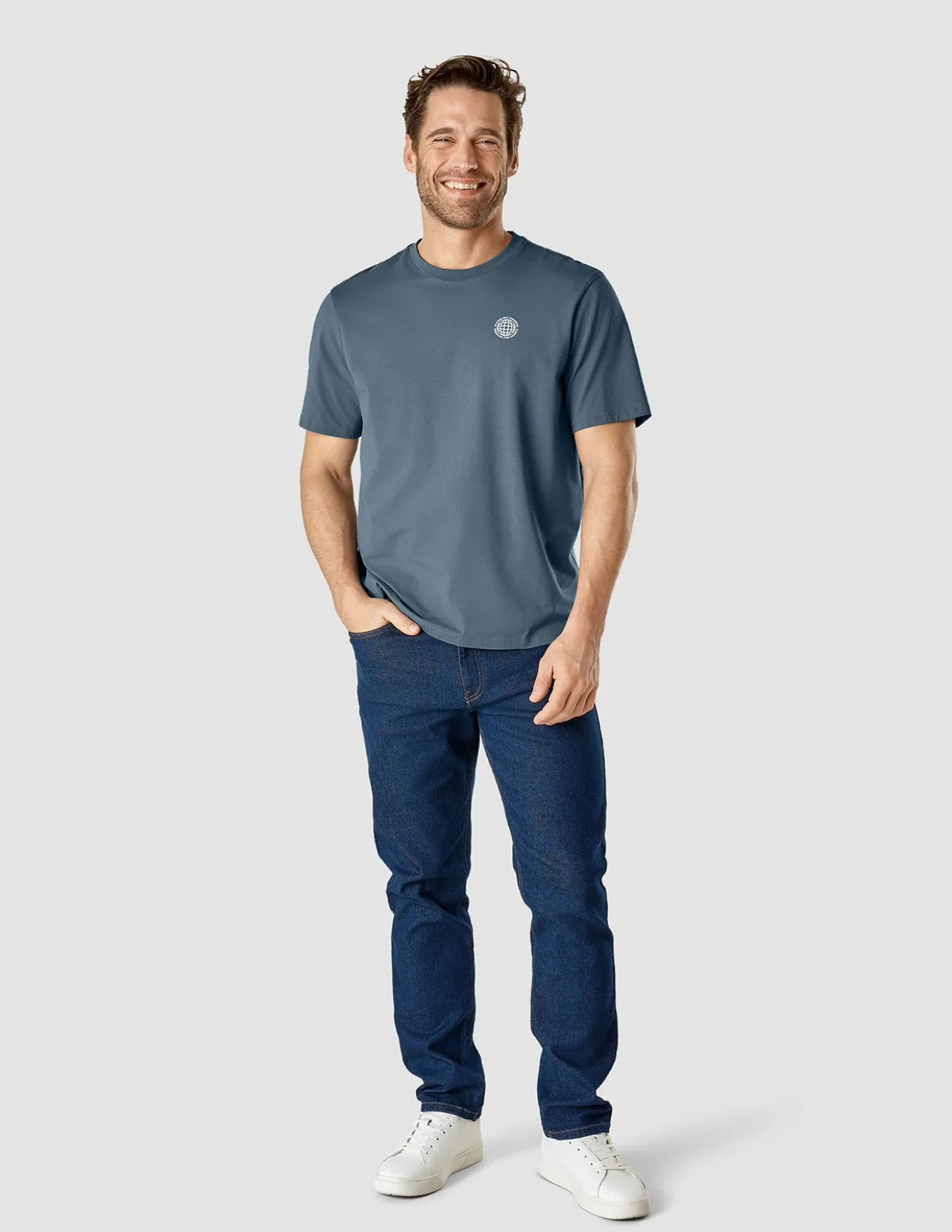 Supima T-shirt Box Fit Globe Blue Mirage