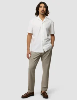 Tech Linen Bowling Short Sleeve Shirt Pure White