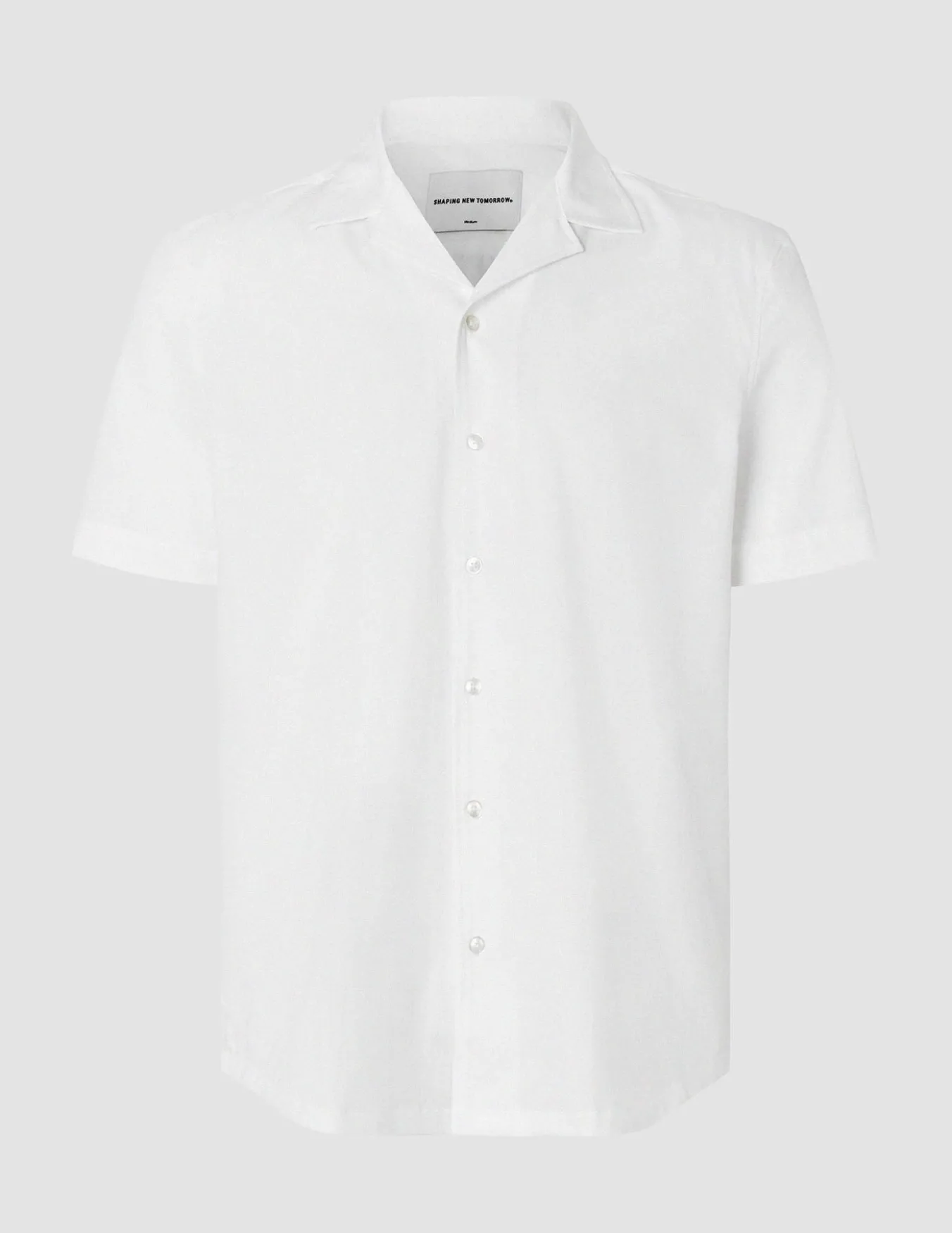 Tech Linen Bowling Short Sleeve Shirt Pure White