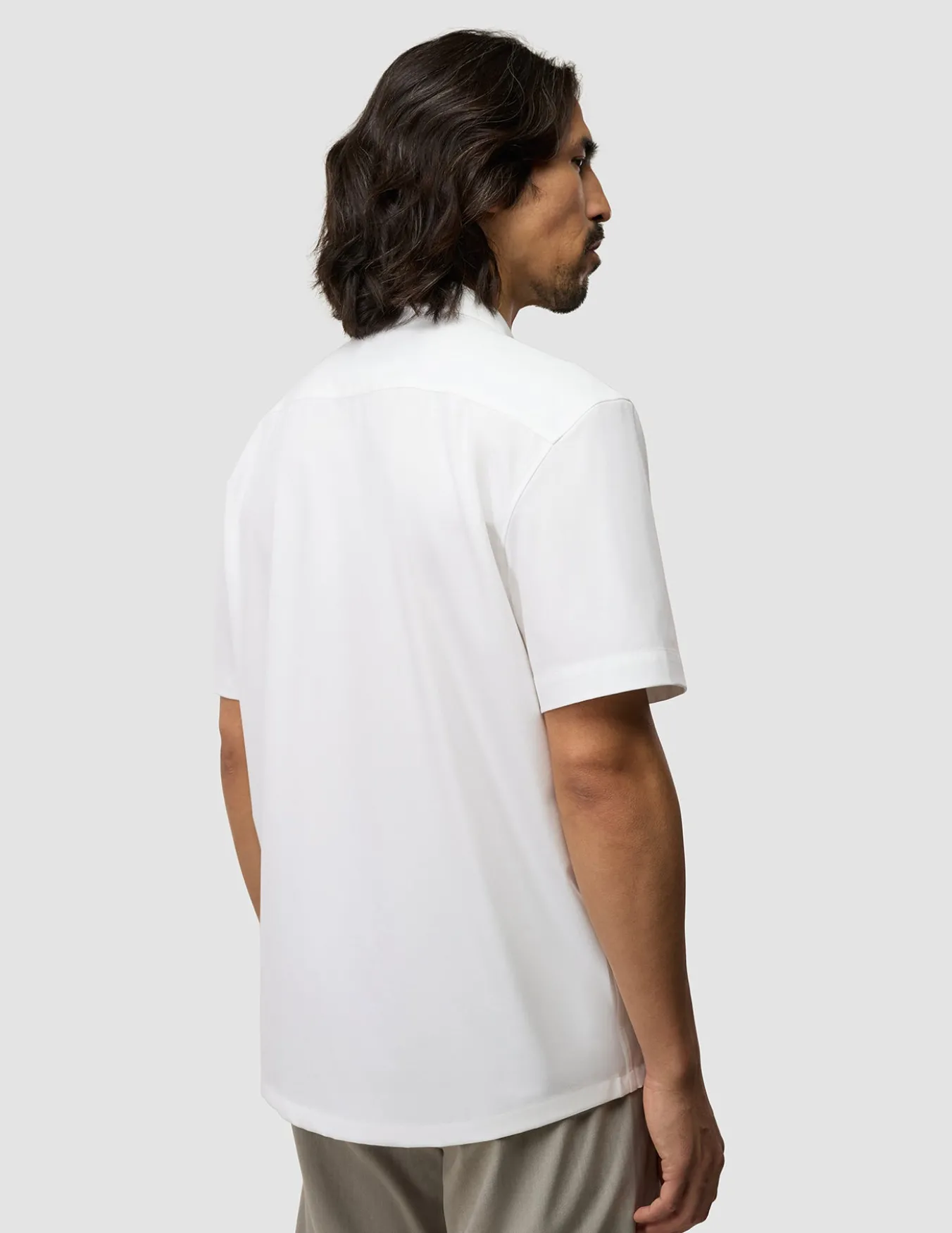 Tech Linen Bowling Short Sleeve Shirt Pure White