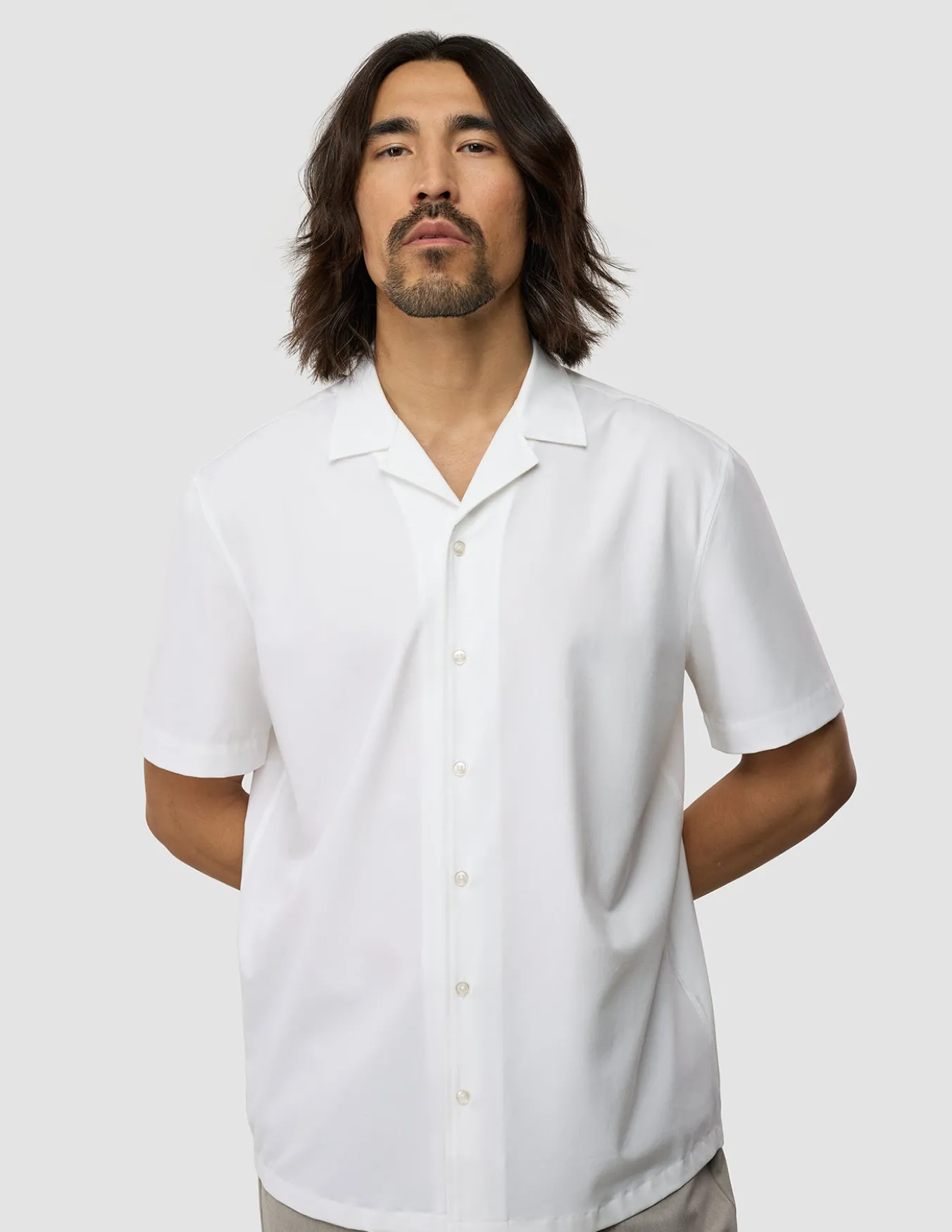 Tech Linen Bowling Short Sleeve Shirt Pure White