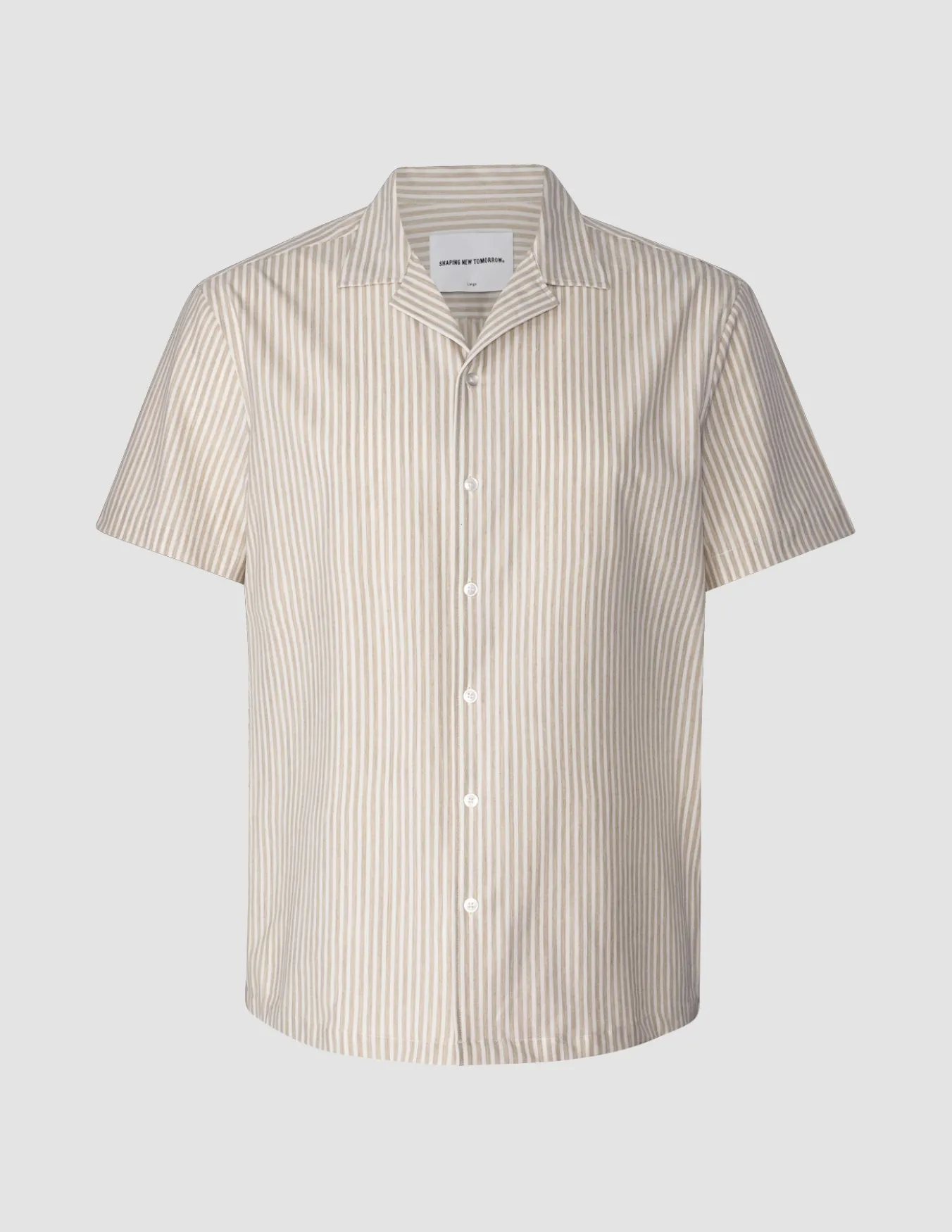 Tech Linen Bowling Short Sleeve Shirt Sandshell Stripe